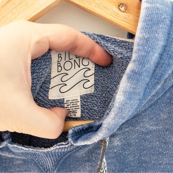 Billabong Blue Burnout Beach Hoodie Sweatshirt Size Large - Picture 7 of 8